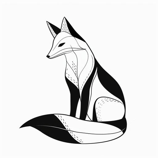 Minimalist fox with abstract shapes in the style of Ruben Ireland