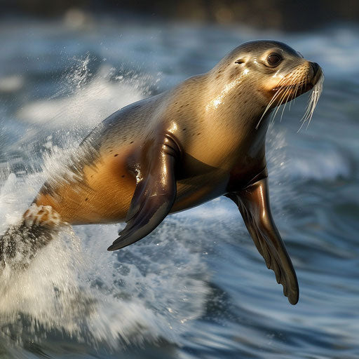 Sea lion in motion, energetic and lively