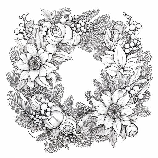 Christmas wreath coloring pages free download