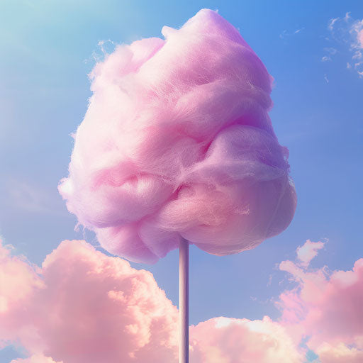 Photo realistic cotton candy clipart on flat random color background