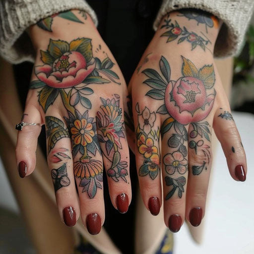 Finger tattoos for women in floral style