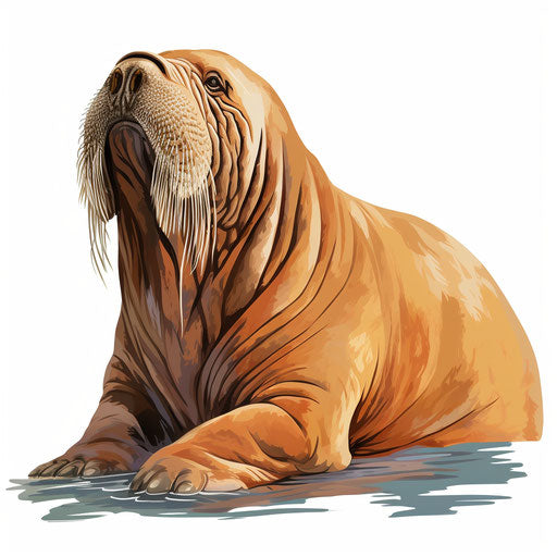 Walrus clipart in the style of oil painting