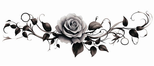 Black rose tattoo rococo, symmetry, nightmare, ilford pan f