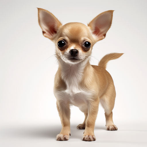 Adorable Chihuahua on white background, light red and beige style
