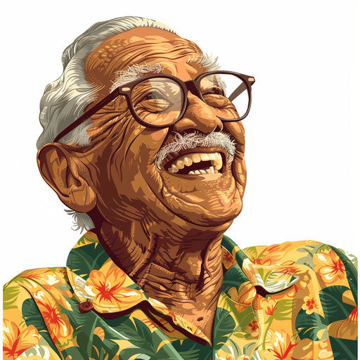 Grandpa clipart in photo realistic style with intricate patterns