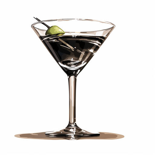 Martini glass in the style of Chiaroscuro Art, on white background
