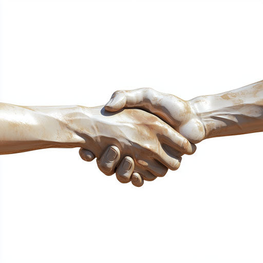 3D handshake on flat white background