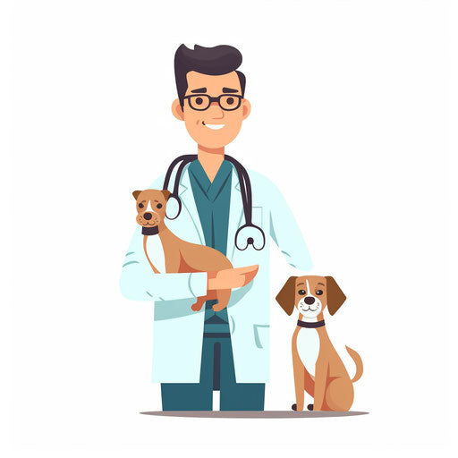 Minimalist style veterinarian on white background