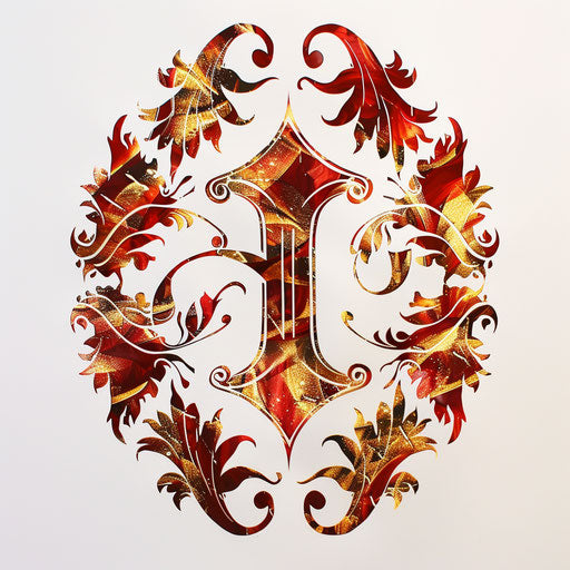 Vibrant Roman numeral tattoo in red and gold