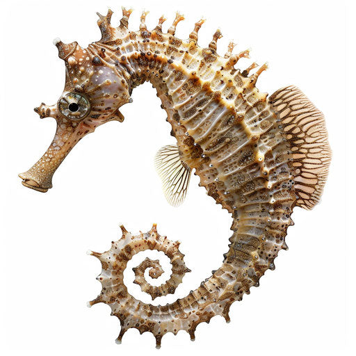 Realistic seahorse clipart on flat white background