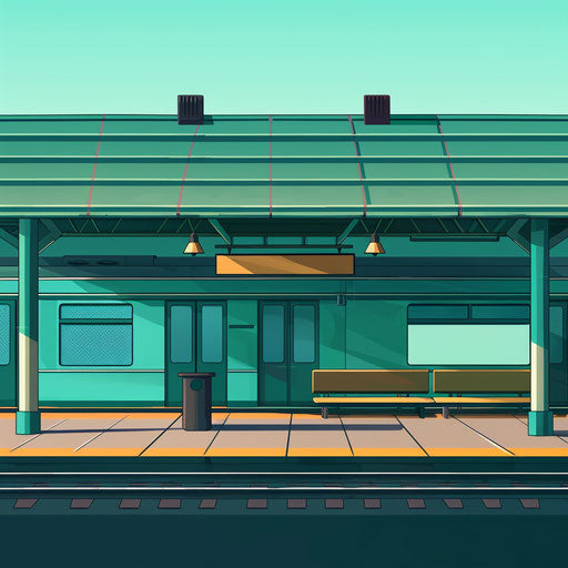 Realistic train station clipart with vibrant contrasts