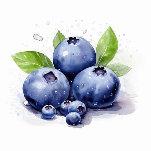 Blueberry clipart in the style of Impressionistic Art, on white background