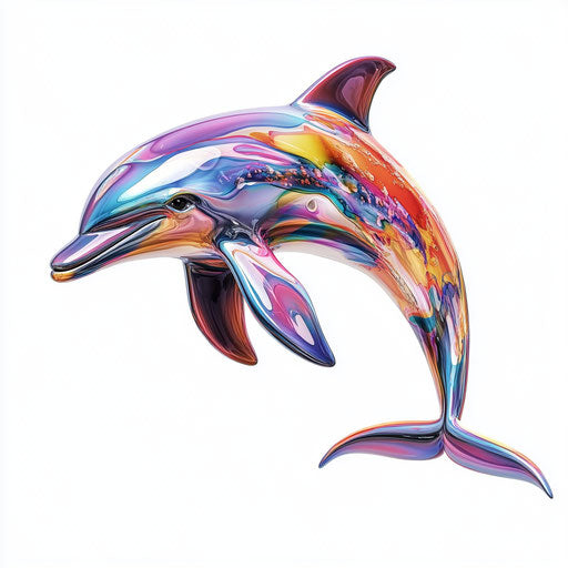 3D realistic dolphin on flat white background, isolated