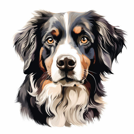 Dog face clipart in Chiaroscuro Art style on white background