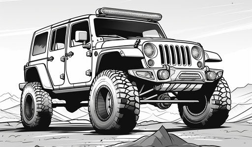 Jeep coloring page, cryengine style, cobra, commission, round, outrun