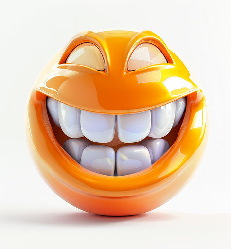 Smiling emotion on white background, in the style of fantastic grotesque