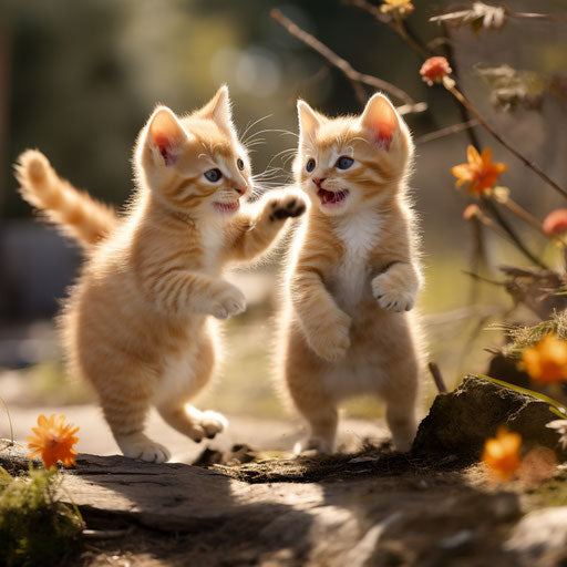 Orange cat playing