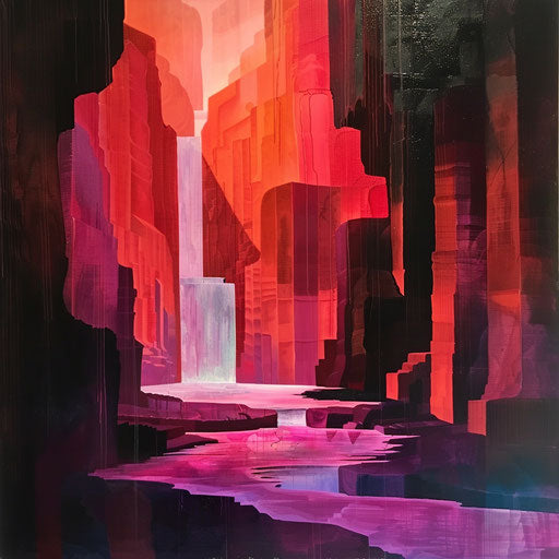 Ruby Falls with abstract desert elements and bold colors