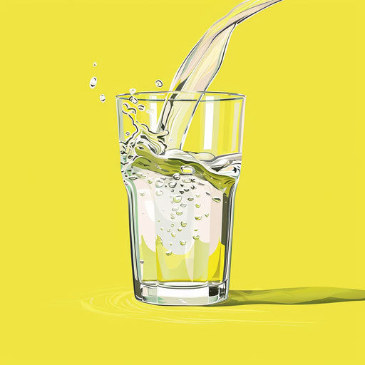 Realistic water fountain clipart against bright chartreuse backdrop