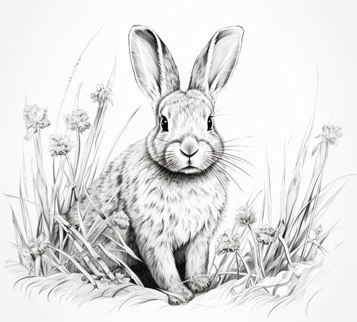 Rabbit with grass on back