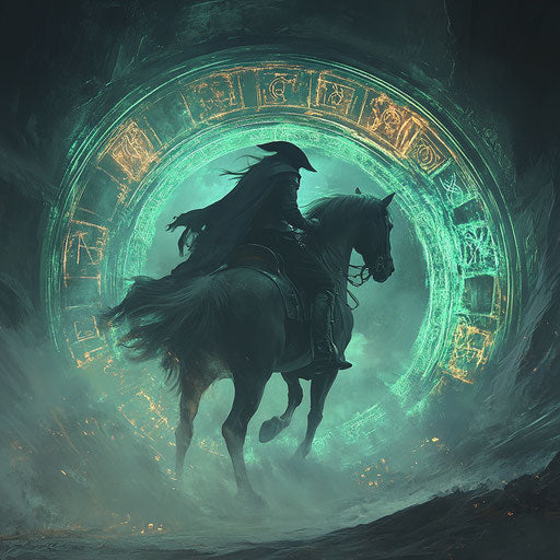 Headless rider through spectral portal