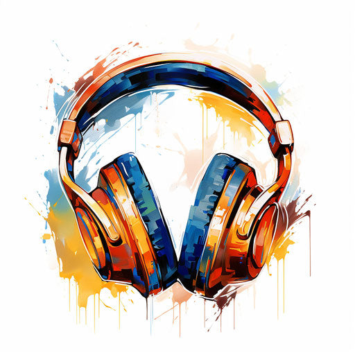 Headphones clipart in the style of oil painting, on white background