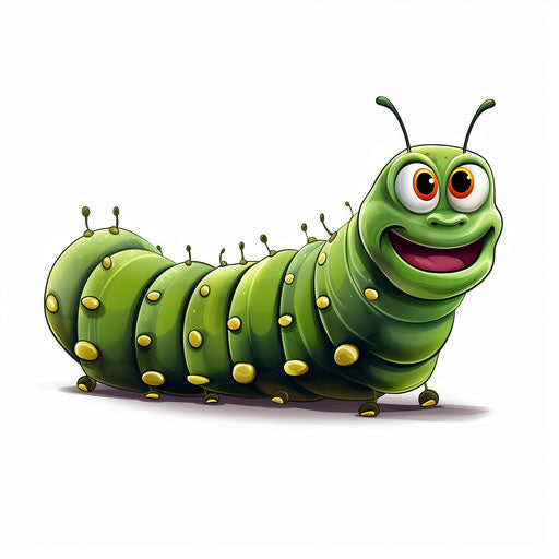 Caterpillar illustration in Chiaroscuro Art style on white background