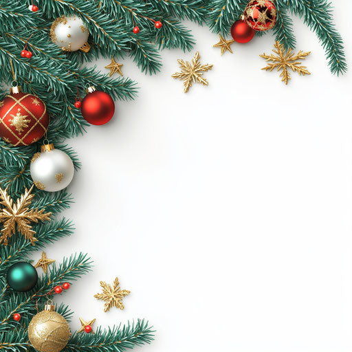 3D Christmas background with photo realistic style on white
