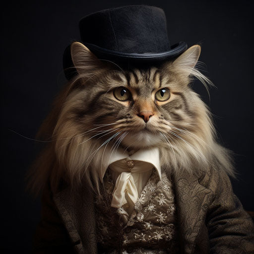 A Siberian cat dressed as a man