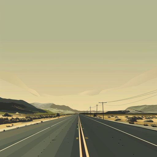 Realistic highway clipart on muted olive background