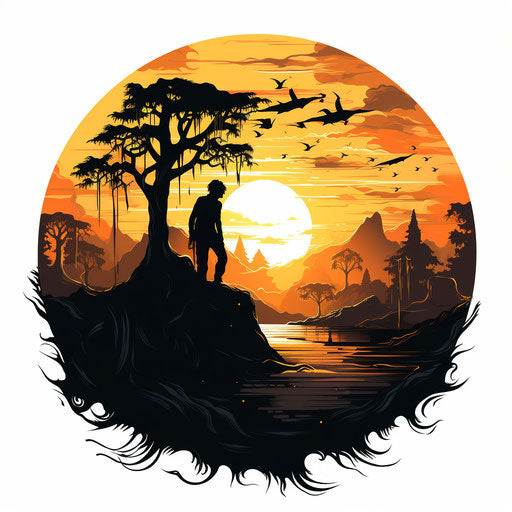 World clipart in the style of Chiaroscuro Art, on white background