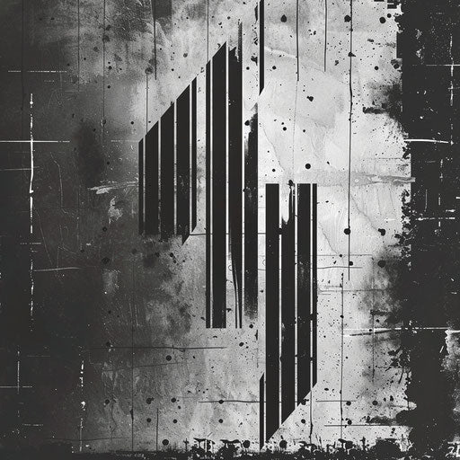 Post-punk band logo with minimalist fonts and cold urban background