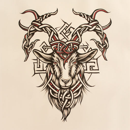 Celtic knot goat tattoo design on white background