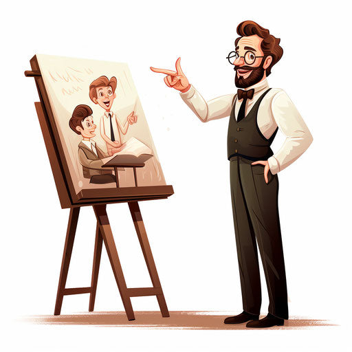 Teacher teaching in the style of Chiaroscuro Art