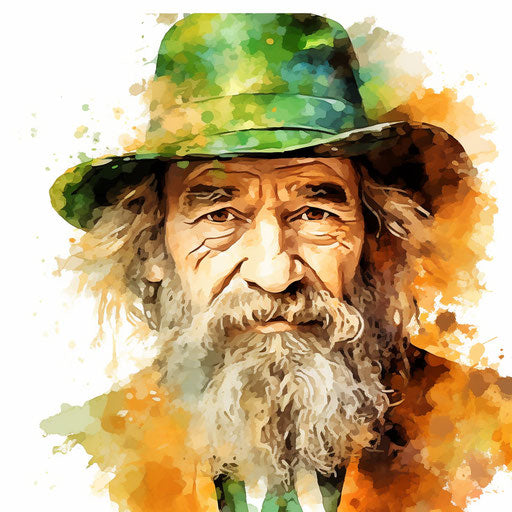Leprechaun clipart in the style of Impressionistic Art, on a white background