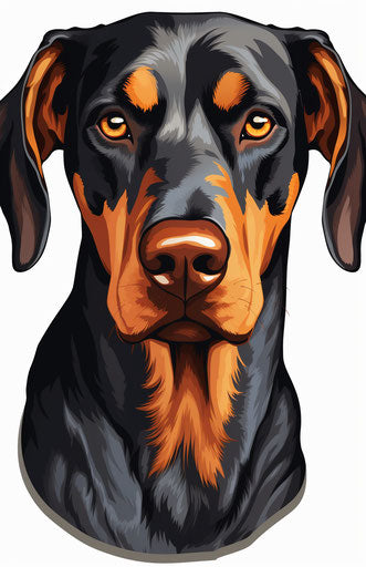 Doberman dog head with dog face, realistic attention to detail
