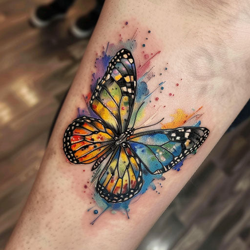 Playful 3D butterfly with bright colors on white canvas