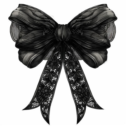 Gothic clipart tattoo sketch of a bow in dark black
