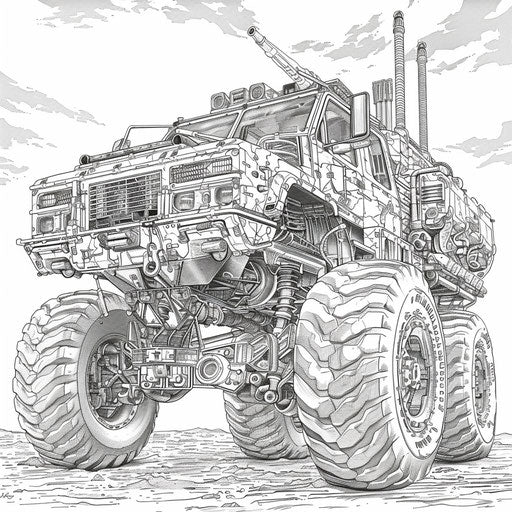 Futuristic robotic monster truck in a high-tech setting