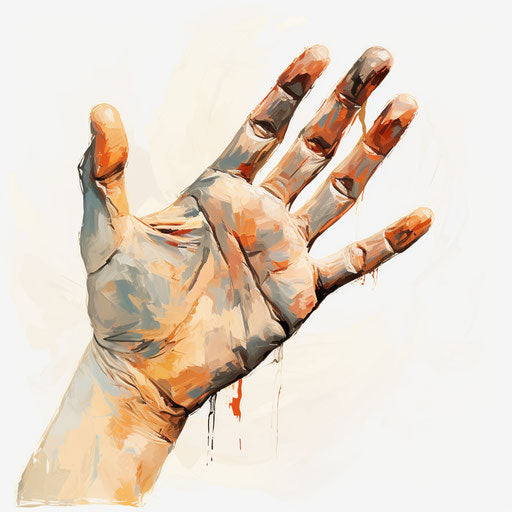 Hand clipart in Oil painting style on white background