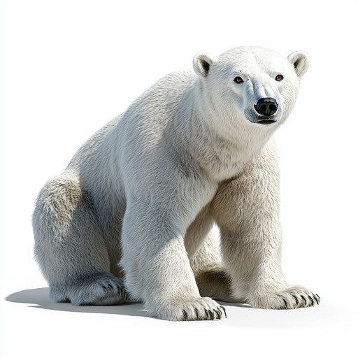 3D polar bear on flat white background
