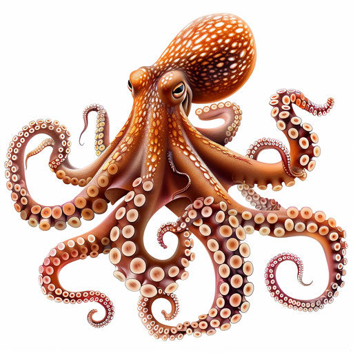 Octopus clipart in photo realistic style with white background