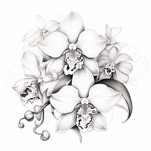 Orchid in black and white, linear compositions, elegant decor
