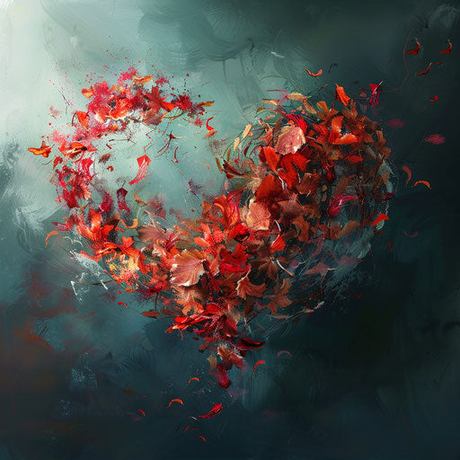 Heart of flower petals in the wind