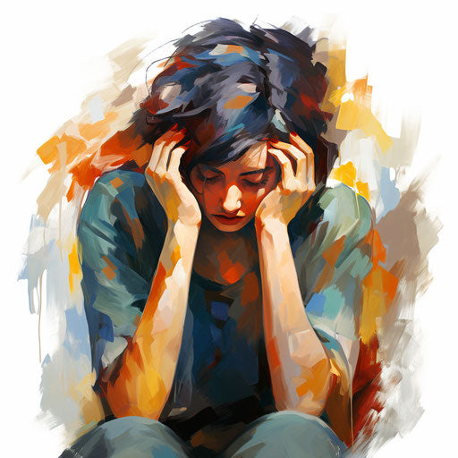 Anxiety clipart in the style of Impressionistic Art, on white background