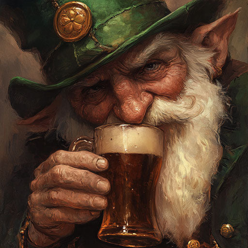 Leprechaun with beer, vintage poster style