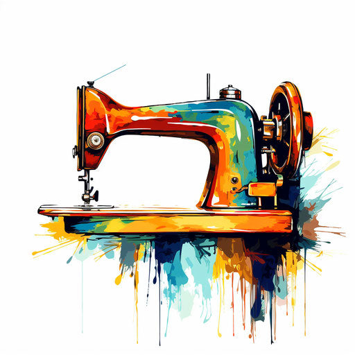 Sewing machine in the style of Impressionistic Art