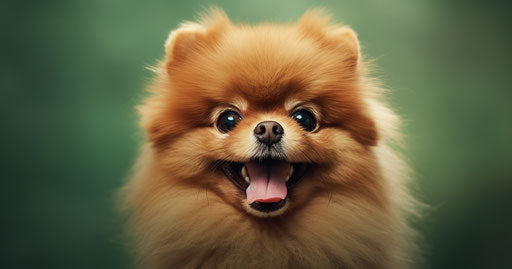 Pomeranian dogs, rounded style, exaggerated facial features