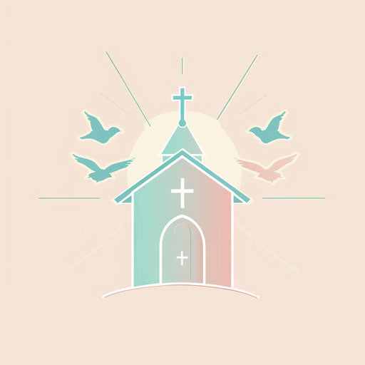 Serene church logo with soft pastel colors