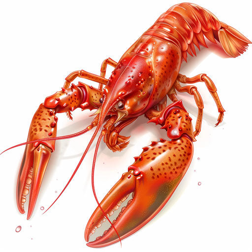 Realistic crawfish on random flat background, glossy finish